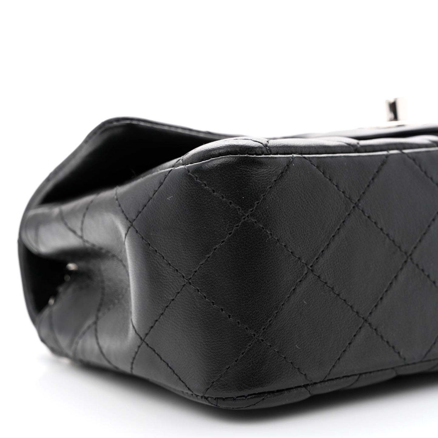 Lambskin Quilted Mini Rectangular Flap Black