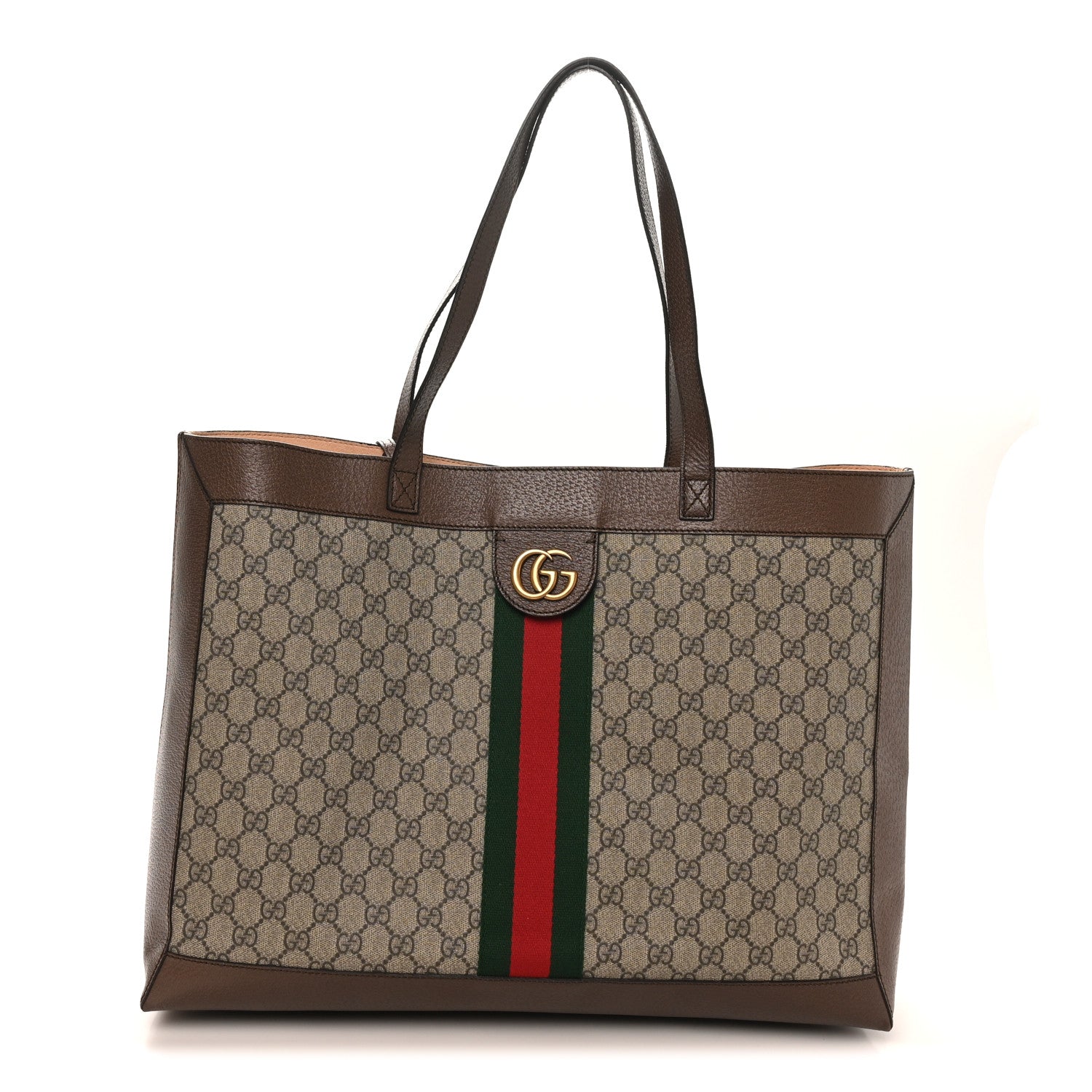 Gucci Gg Supreme Monogram Web Ophidia Tote Brown 1 of 11