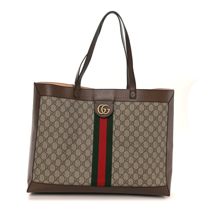Gucci Gg Supreme Monogram Web Ophidia Tote Brown 1 of 11