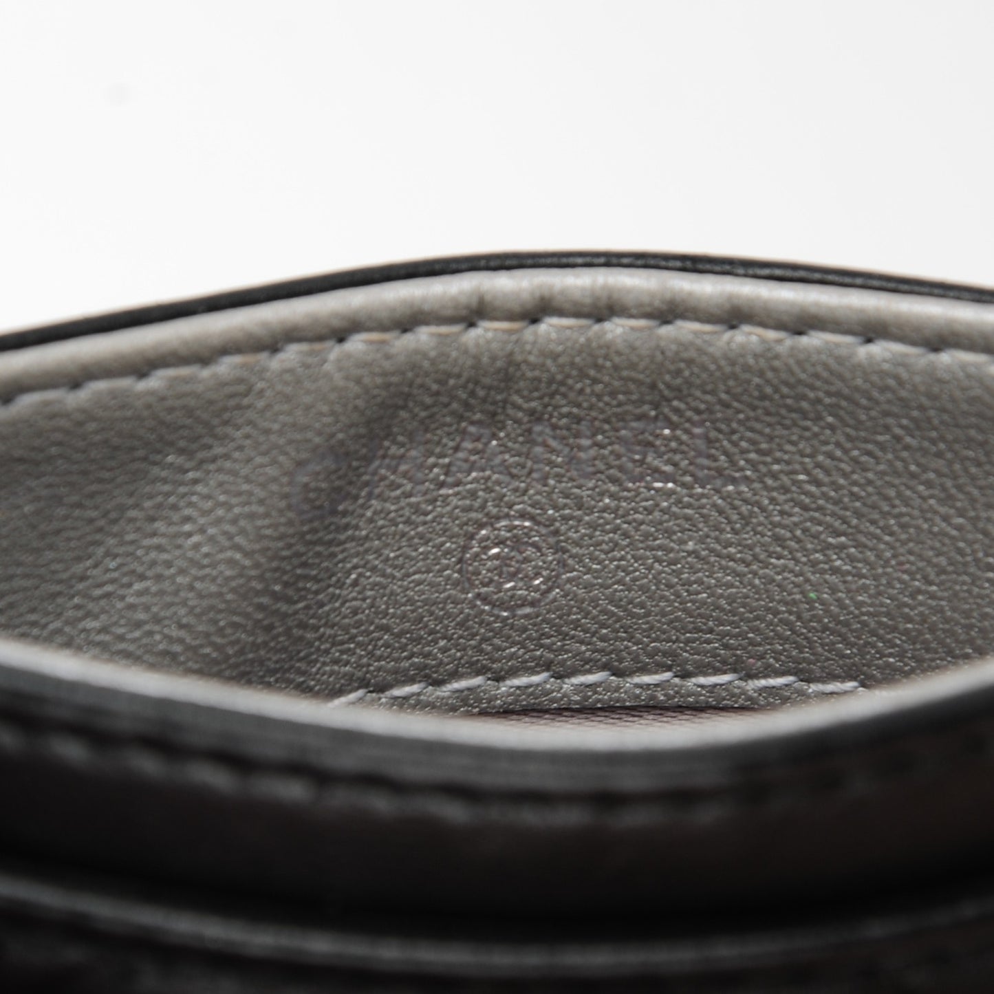 Lambskin Camellia Embossed Card Holder Black