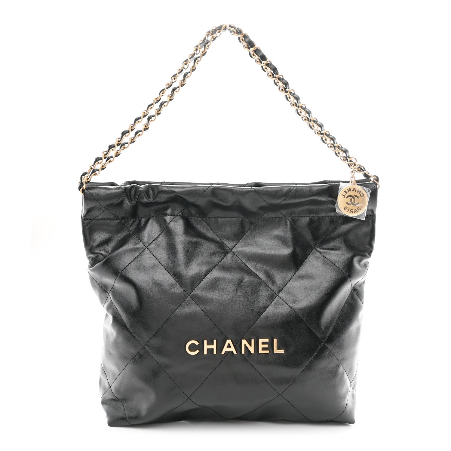 Chanel Shiny Calfskin Quilted Small Chanel 22 Black 1 of 13