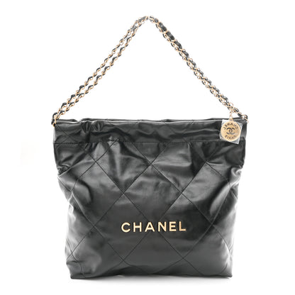 Chanel Shiny Calfskin Quilted Small Chanel 22 Black 1 of 13