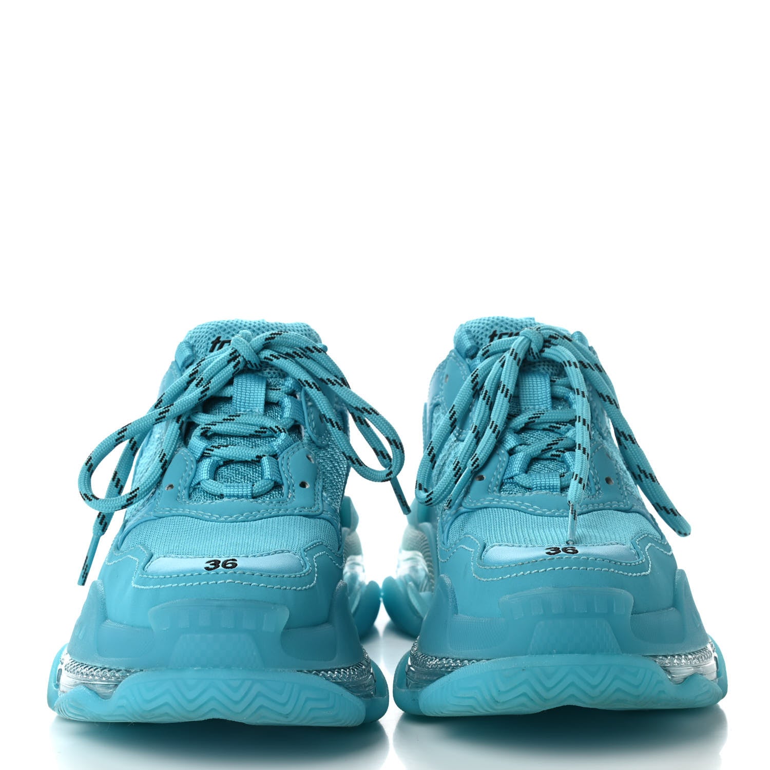 Balenciaga Fabric Mesh Clear Sole Womens Triple S Sneakers 36 Turquoise 2 of 9