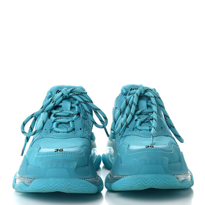 Balenciaga Fabric Mesh Clear Sole Womens Triple S Sneakers 36 Turquoise 2 of 9