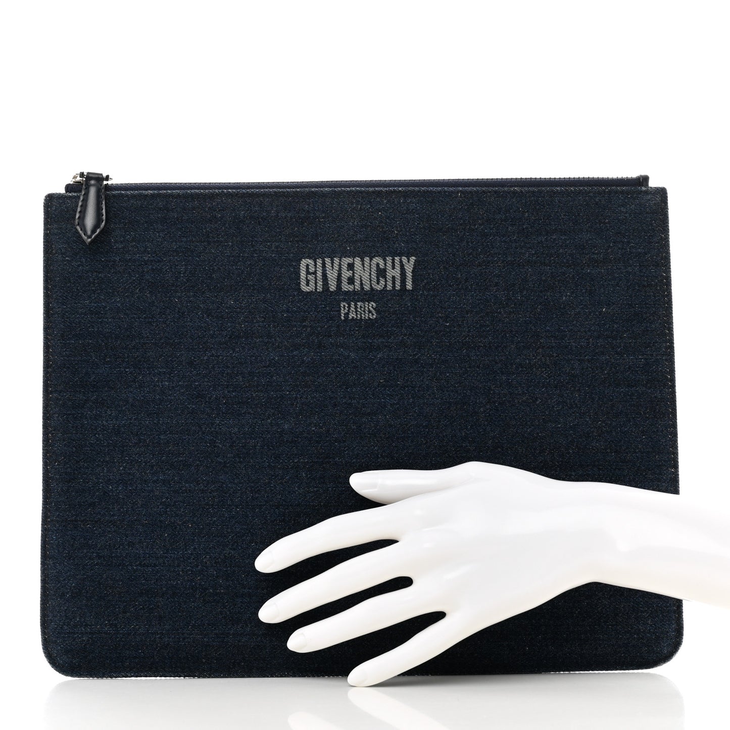 Denim Logo Zip Pouch Blue