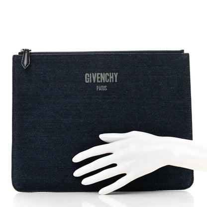Givenchy Denim Logo Zip Pouch Blue 2 of 9