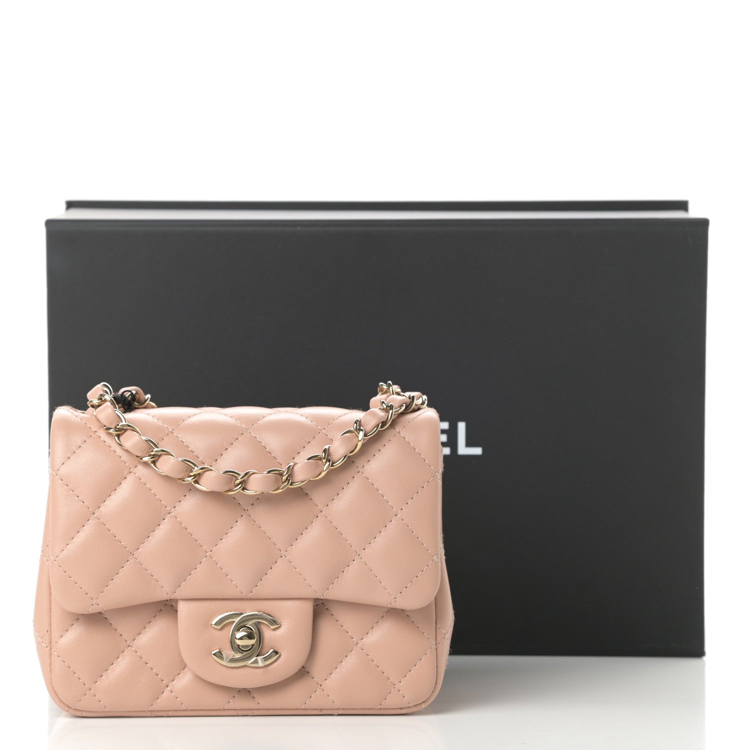 Chanel Lambskin Quilted Mini Square Flap Beige 11 of 11