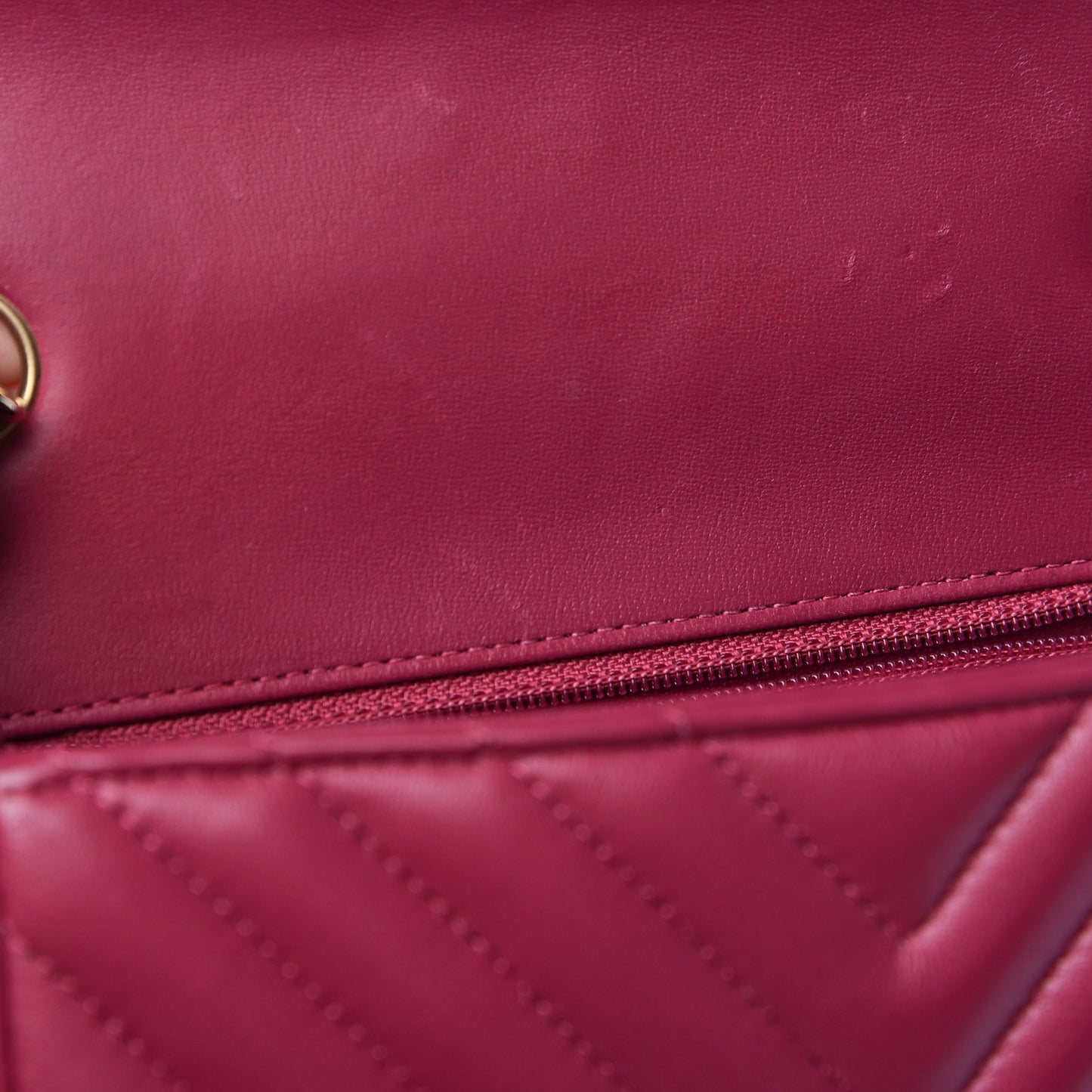 Lambskin Chevron Quilted Mini Square Flap Fuchsia