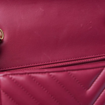 Chanel Lambskin Chevron Quilted Mini Square Flap Fuchsia 15 of 16