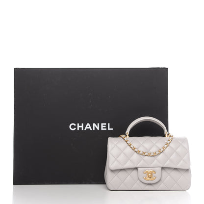 Chanel Lambskin Quilted Mini Top Handle Rectangular Flap Grey 11 of 11