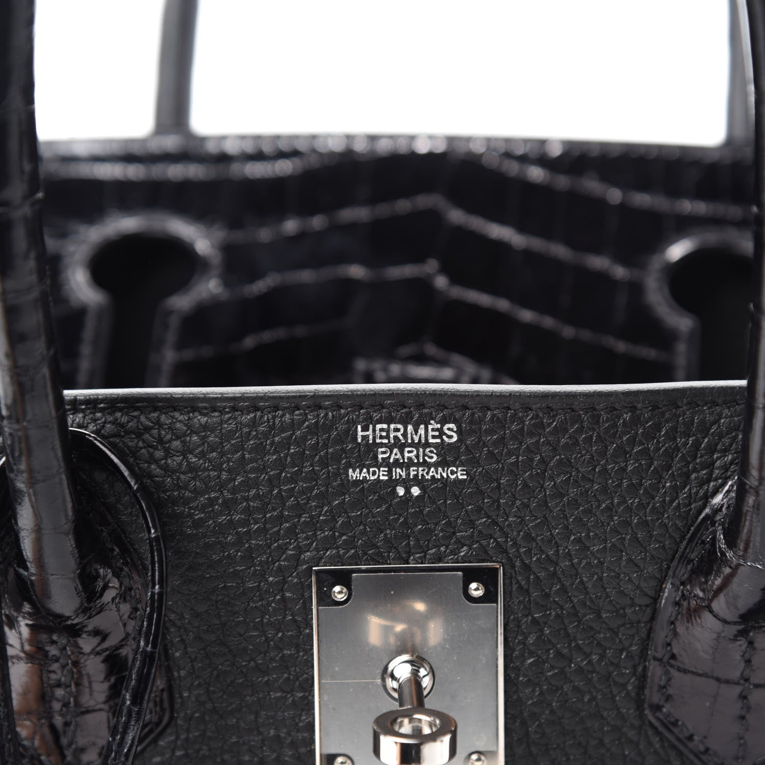 Hermes Togo Shiny Niloticus Crocodile Birkin Touch 30 Black 8 of 11