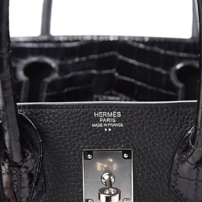 Hermes Togo Shiny Niloticus Crocodile Birkin Touch 30 Black 8 of 11