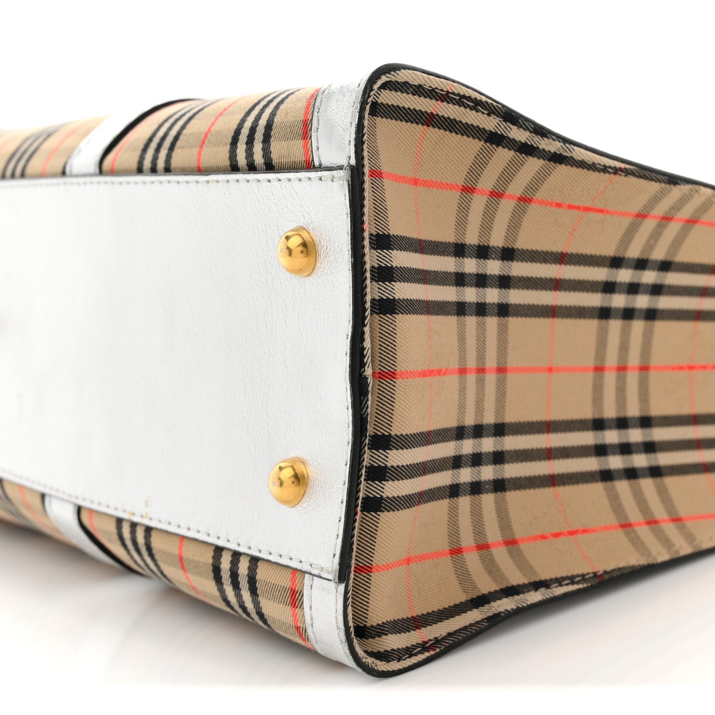 Metallic Calfskin 1983 Knight Check Link Zip Tote Silver