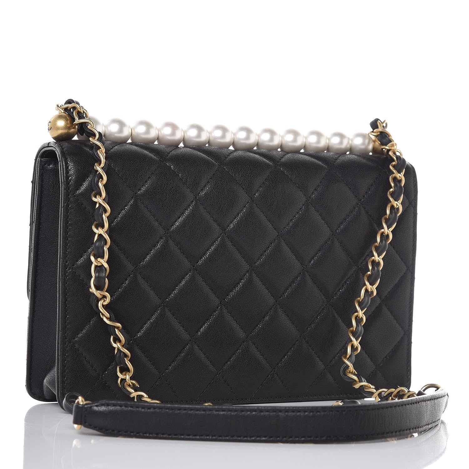 Chanel Lambskin Quilted Small Chic Pearls Flap Black 3 of 9