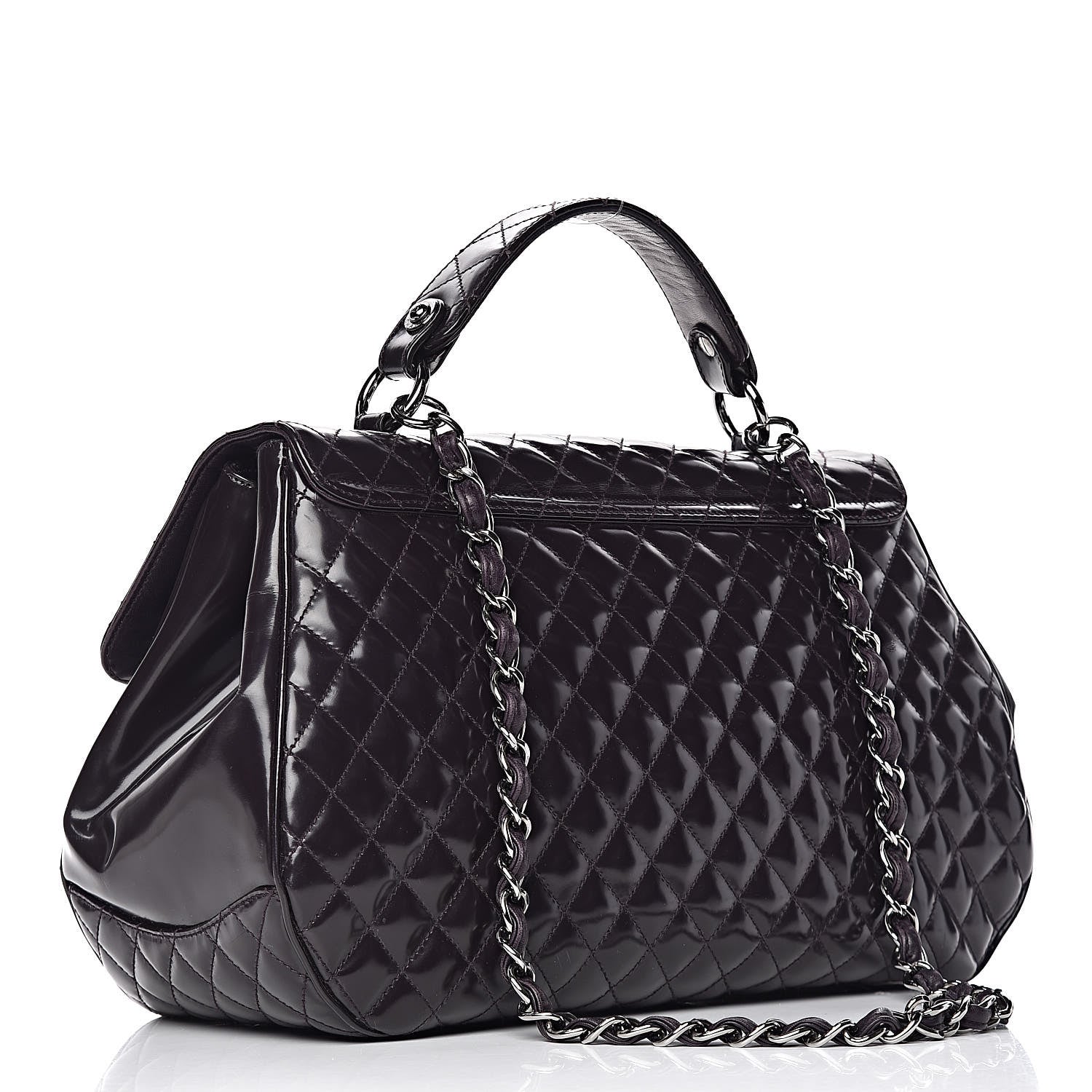 Chanel Glazed Calfskin Quilted Mademoiselle Bag Dark Purple 3 of 14
