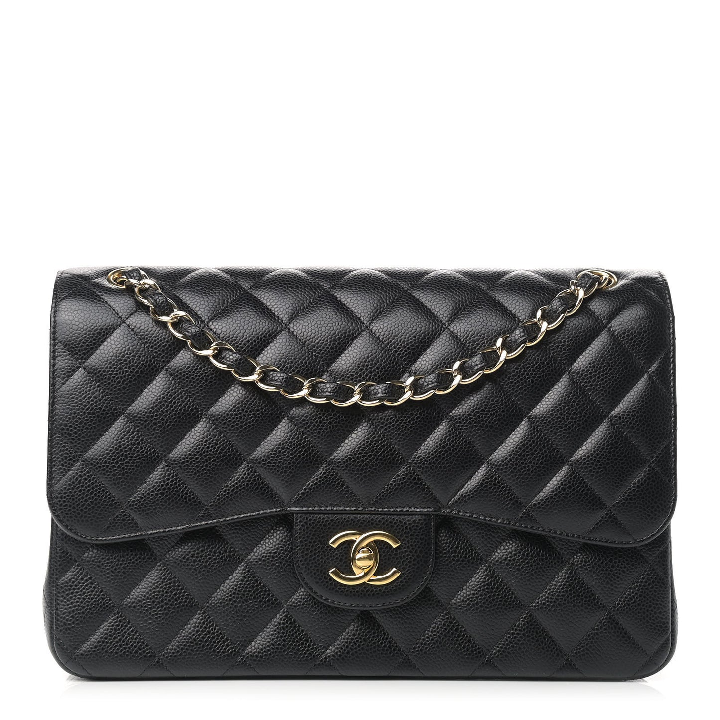 Caviar Quilted Jumbo Double Flap Black