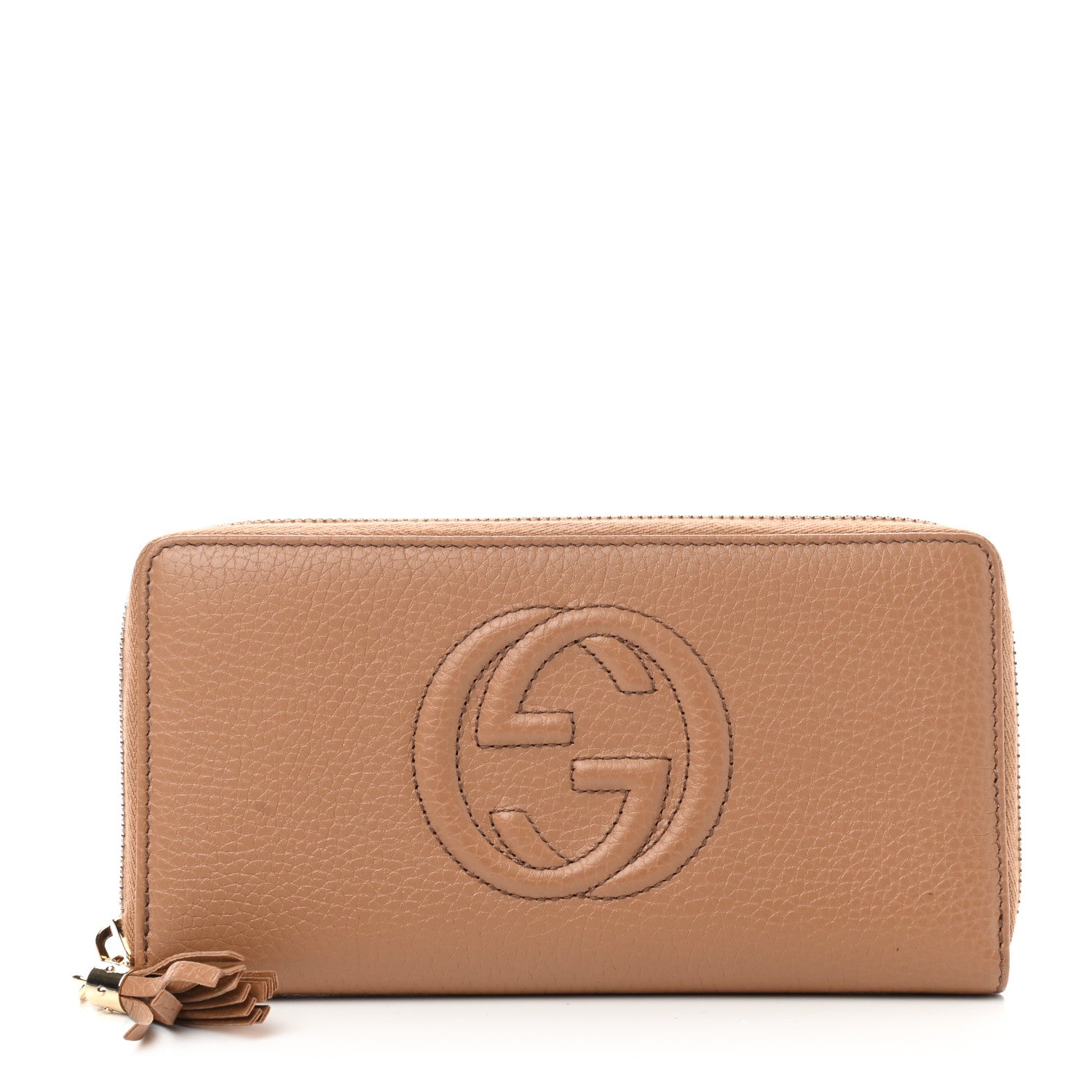 Gucci Pebbled Calfskin Soho Zip Around Wallet Camelia 1 of 8