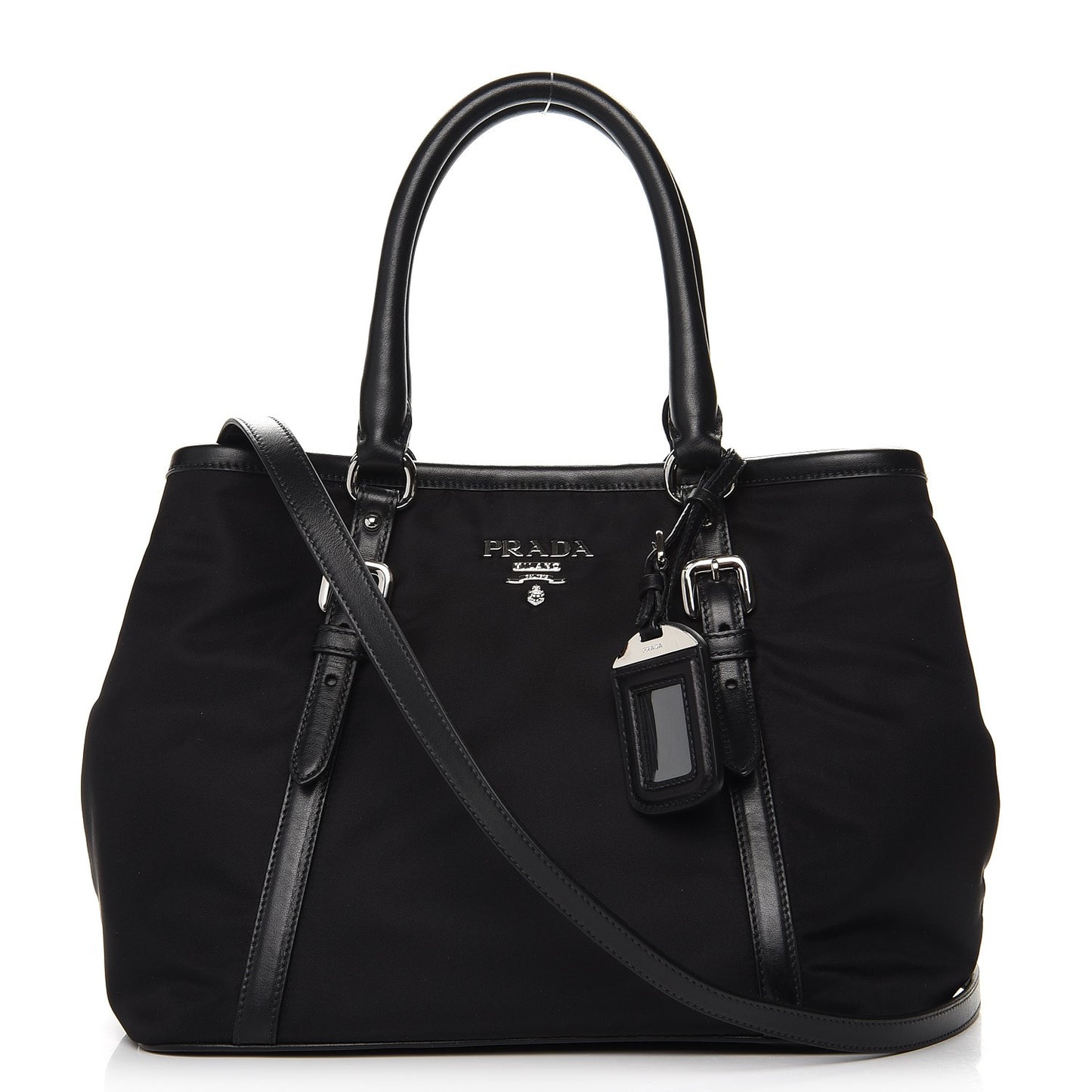 Nylon Tessuto Soft Calf Tote Nero Black