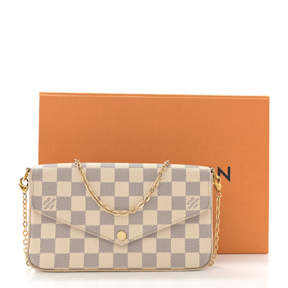 Louis Vuitton Damier Azur Pochette Felicie Chain Wallet Rose Ballerine 17 of 17