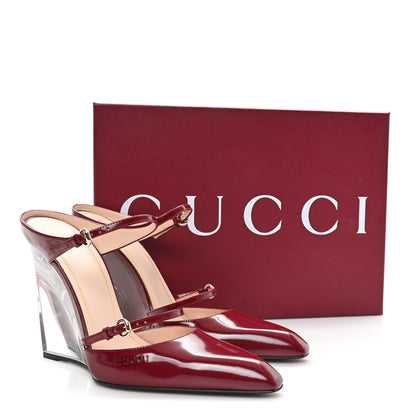 Gucci Patent Wedge Mules 39 Rosso Ancora 10 of 10