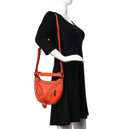 Versace Calfskin Small Repeat Zip Hobo Orange 2 of 9