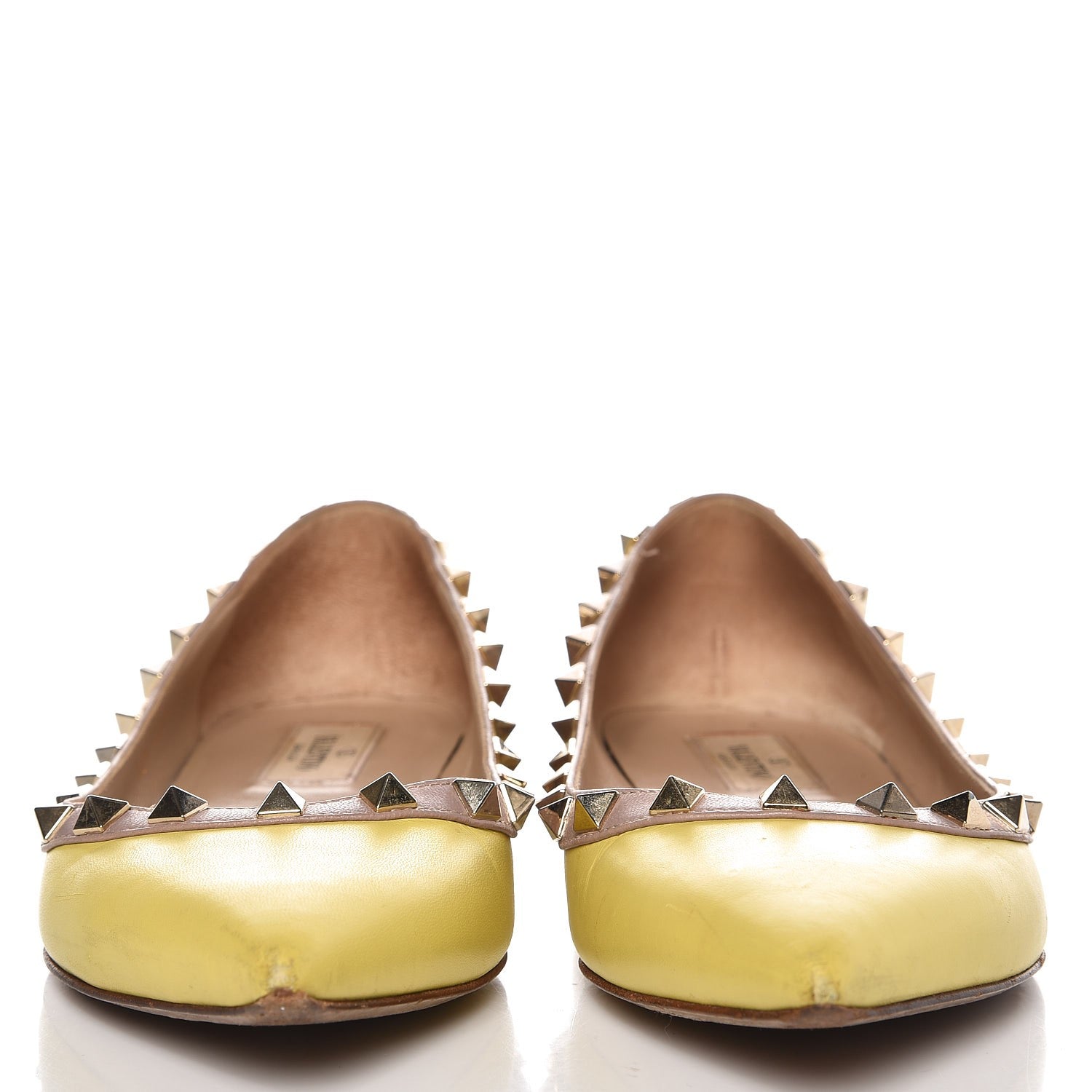 Valentino Garavani Nappa Rockstud Ballerina Flats 37 Naples Yellow Poudre 2 of 12