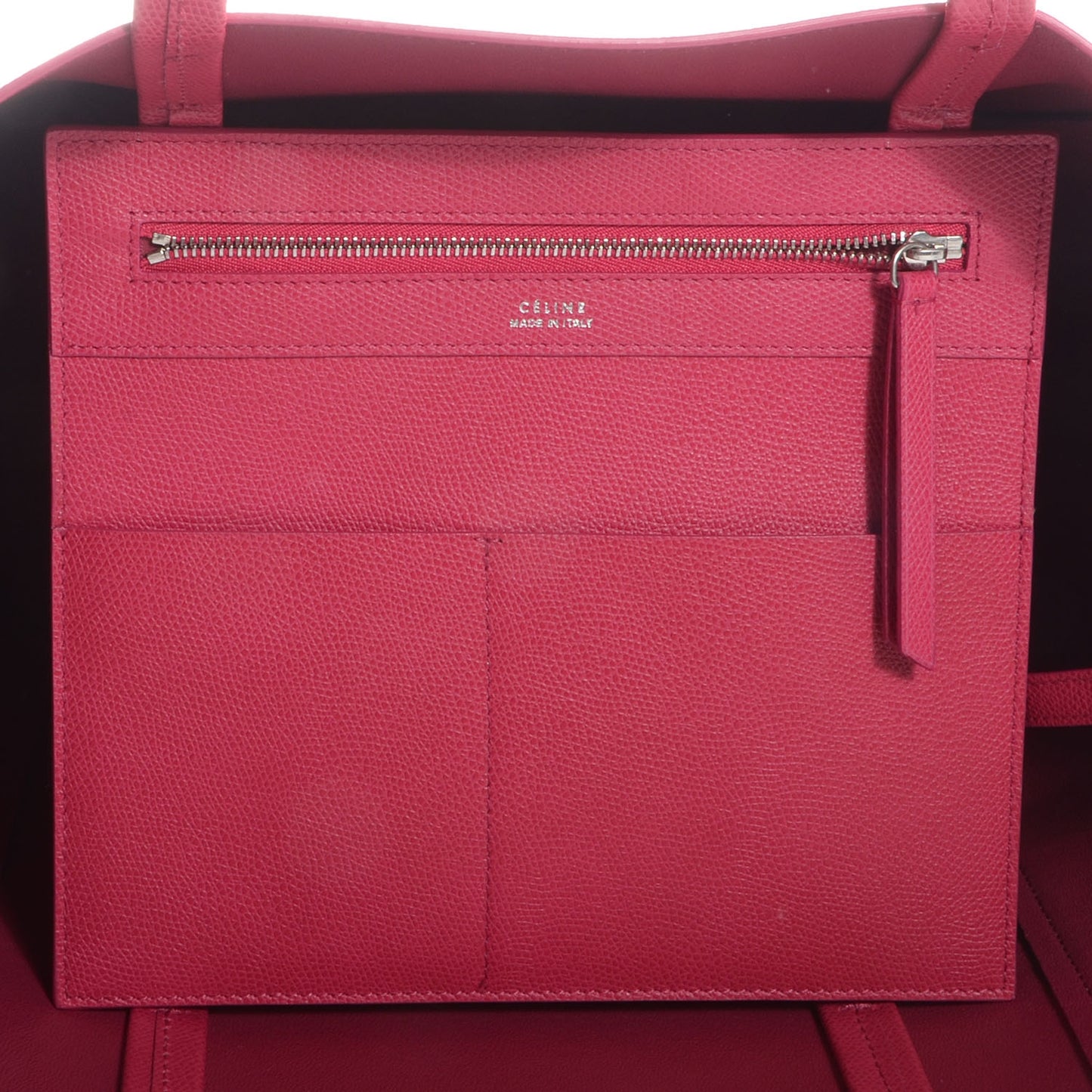 Grained Calfskin Small Horizontal Cabas Phantom Fuchsia