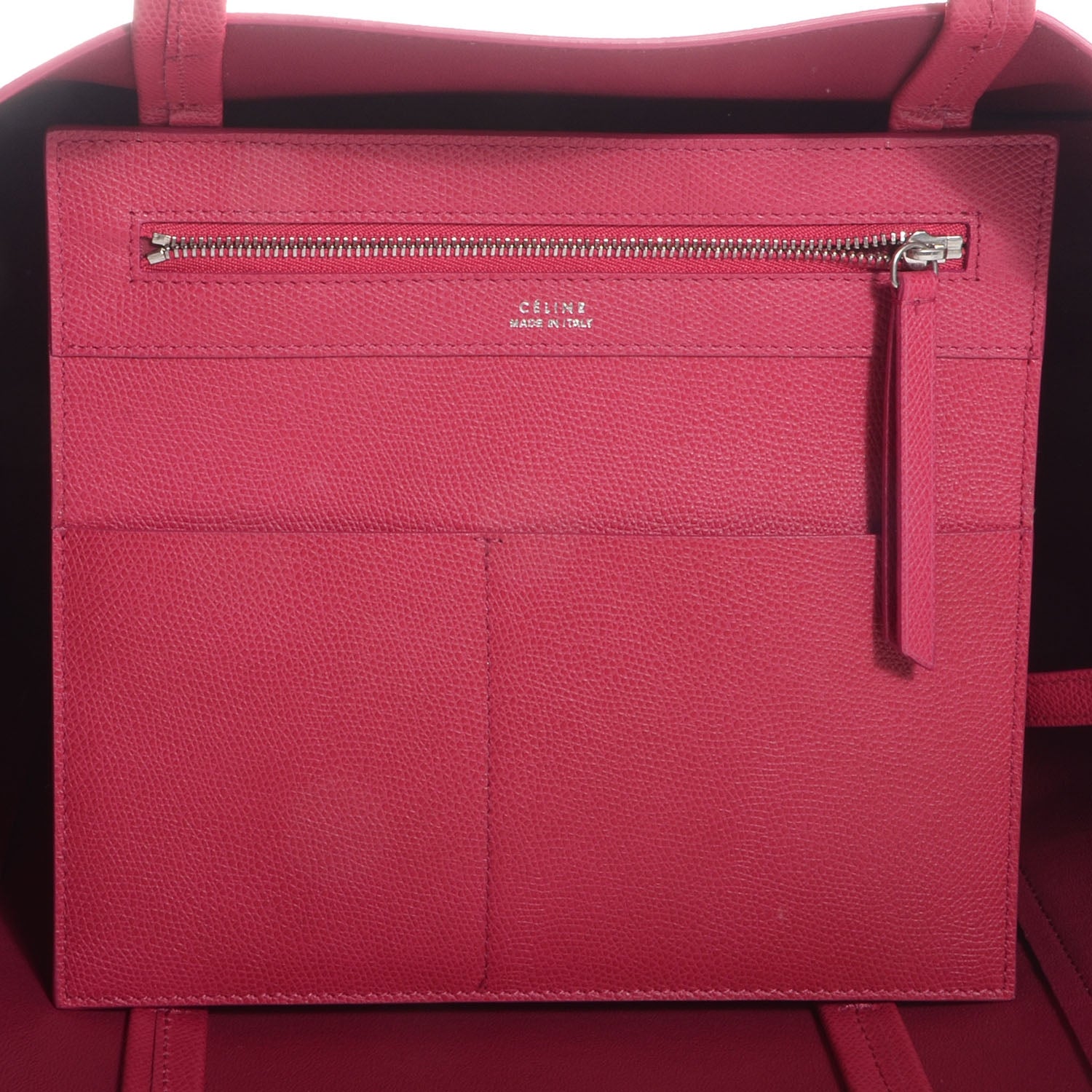 Celine Grained Calfskin Small Horizontal Cabas Phantom Fuchsia 8 of 8