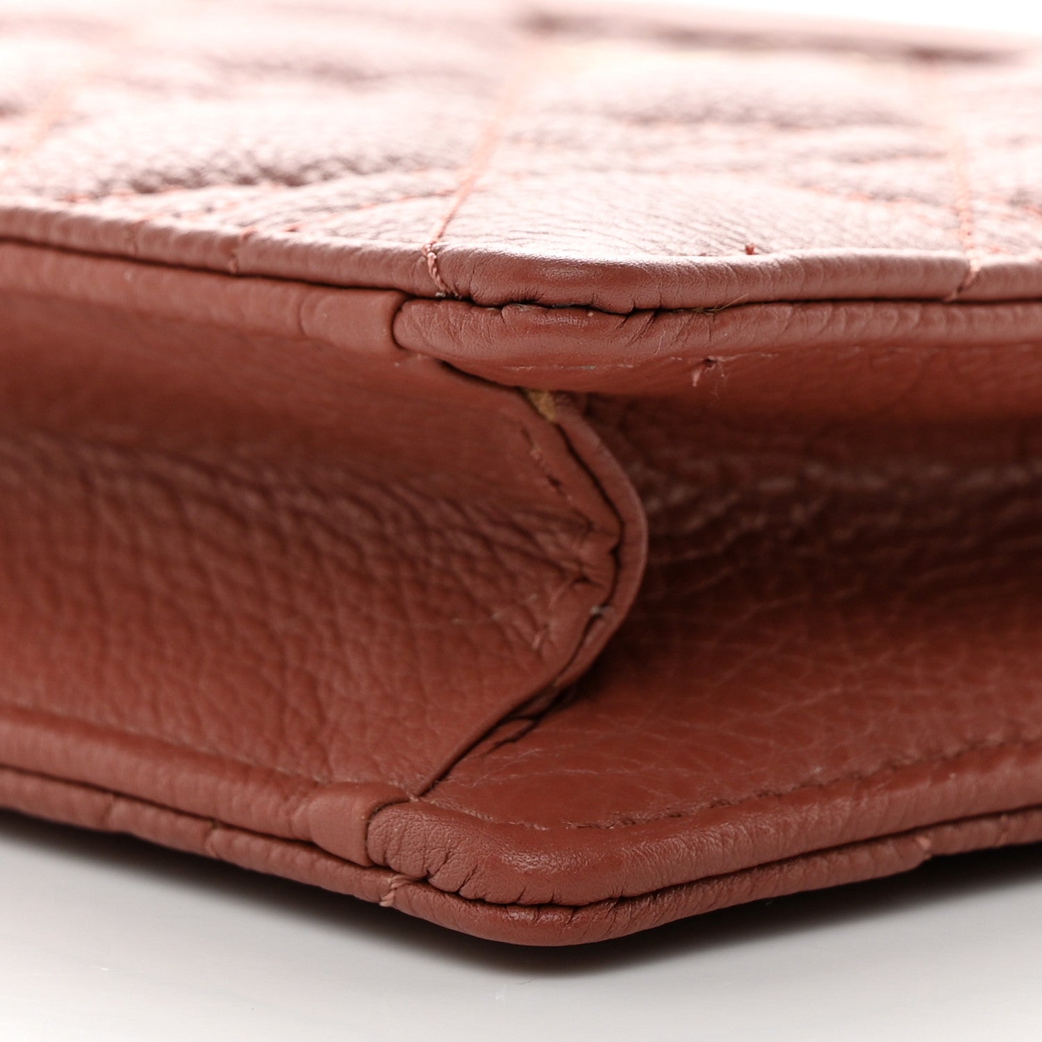 Christian Dior Calfskin Cannage Caro Zipped Pouch With Chain Rust 10 of 10