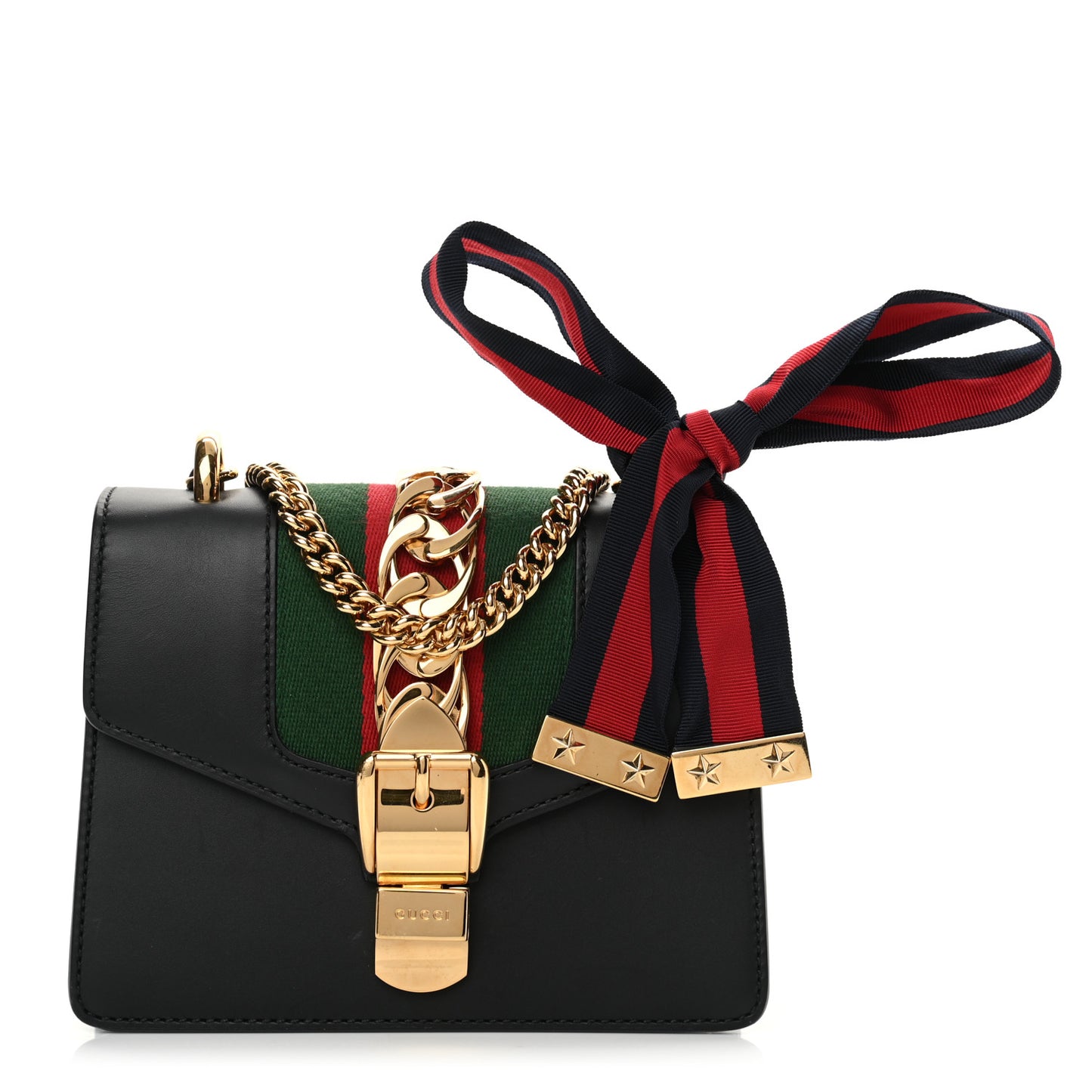 Calfskin Mini Sylvie Chain Shoulder Bag Black