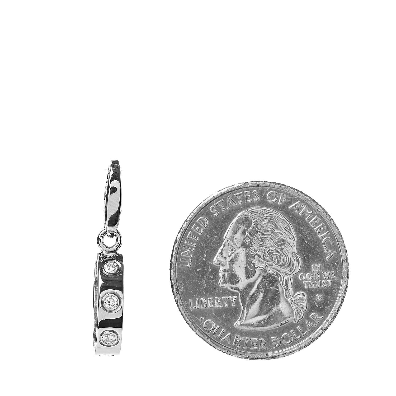 Cartier 18K White Gold Diamond LOVE Ring Charm 2 of 3