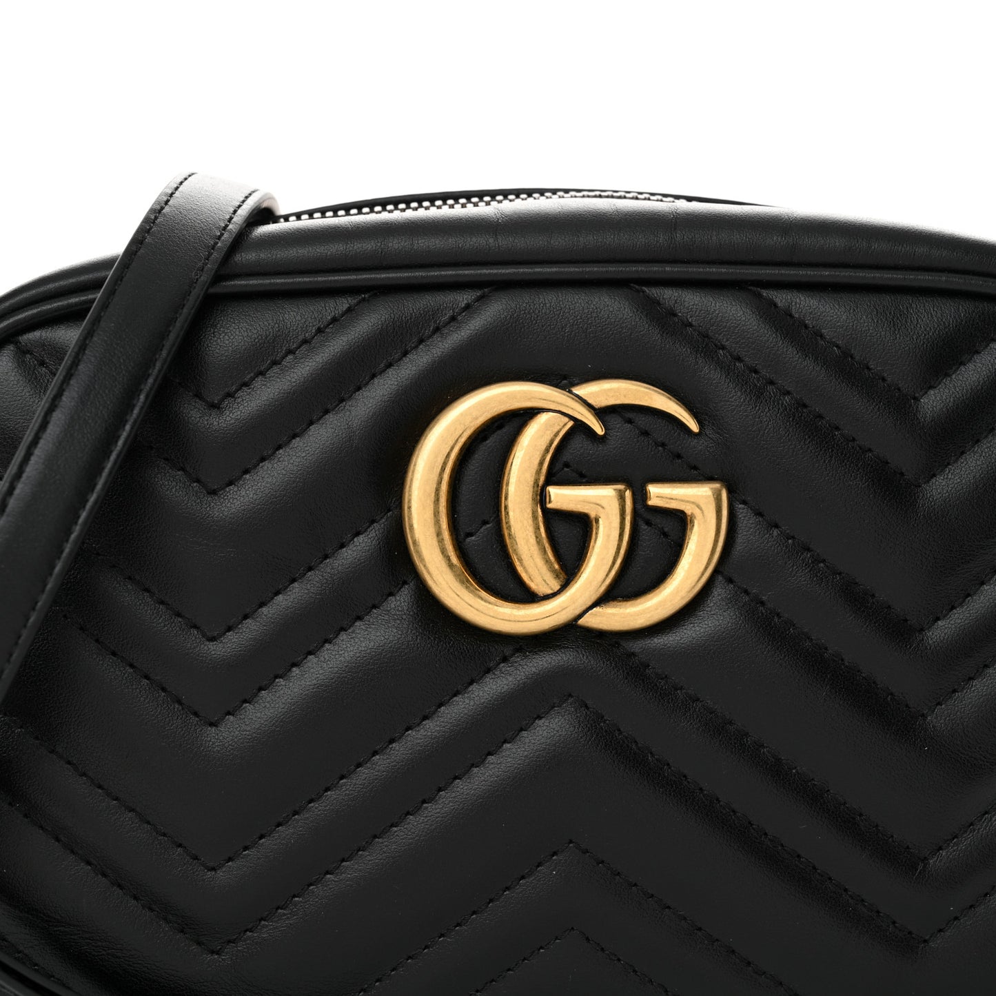 Calfskin Matelasse Small GG Marmont Chain Shoulder Bag Black