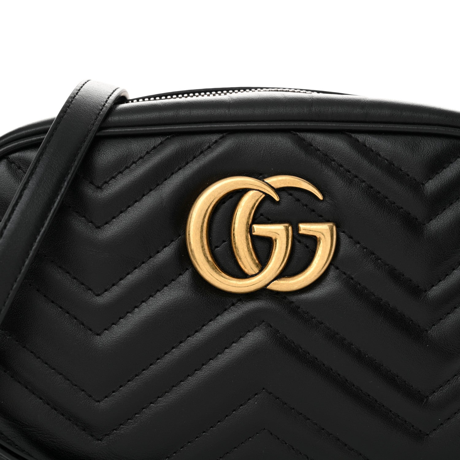 Gucci Calfskin Matelasse Small GG Marmont Chain Shoulder Bag Black 8 of 11