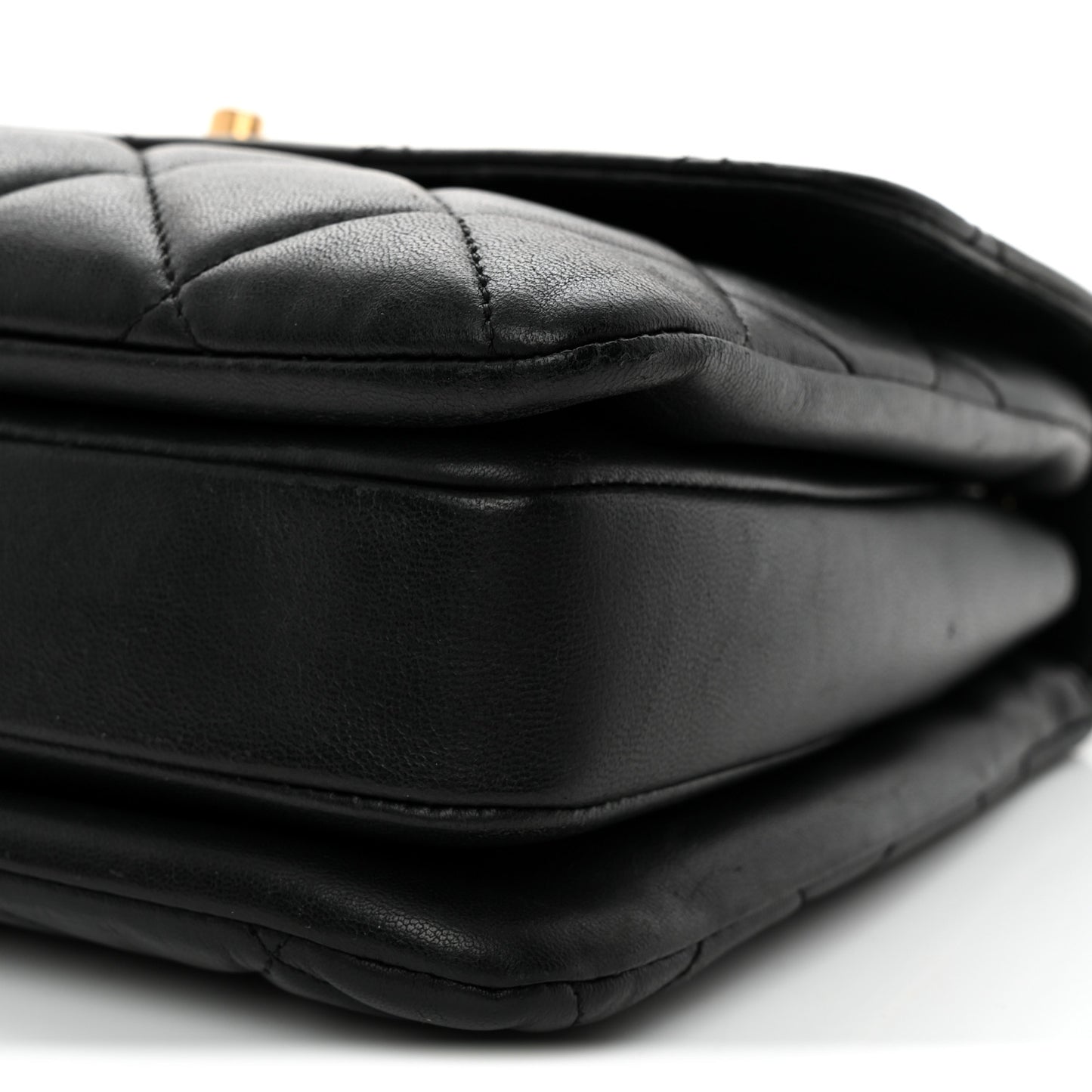 Lambskin Quilted Small Trendy CC Dual Handle Flap Bag Black