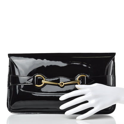 Gucci Patent Large Bright Bit Clutch Black 2 of 9