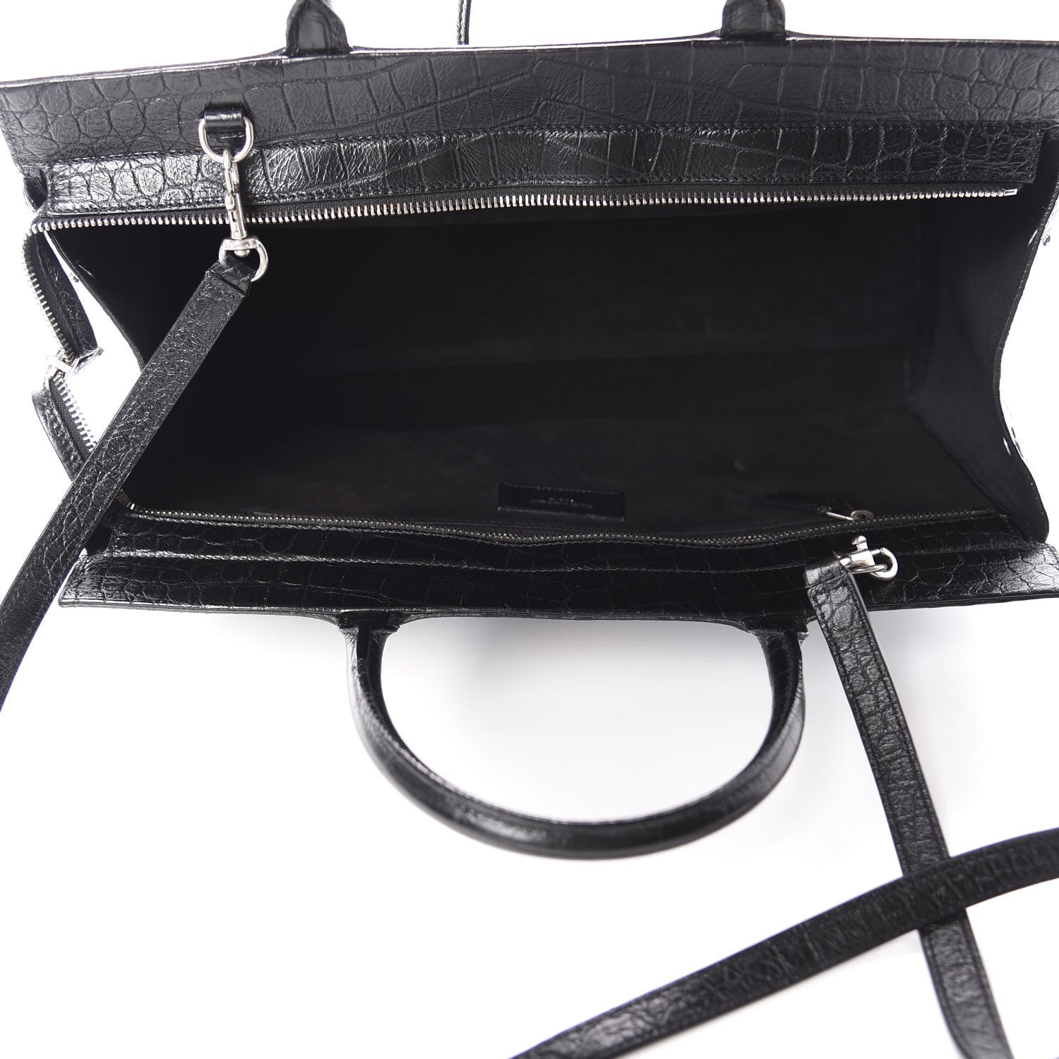 Saint Laurent Calfskin Crocodile Embossed Medium Cabas Rive Gauche Black 5 of 11