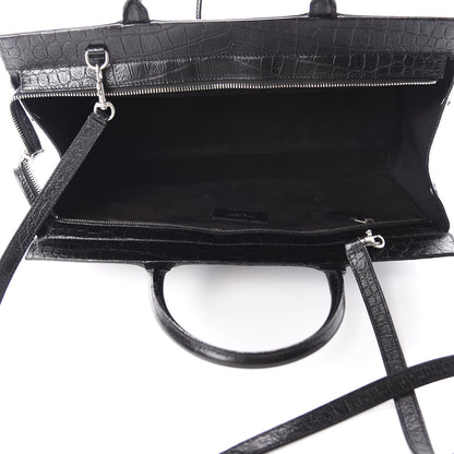 Saint Laurent Calfskin Crocodile Embossed Medium Cabas Rive Gauche Black 5 of 11
