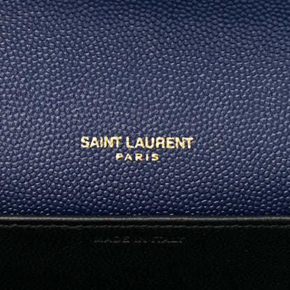 Saint Laurent Grain De Poudre Monogram Uptown Chain Wallet Blue Charron 7 of 13