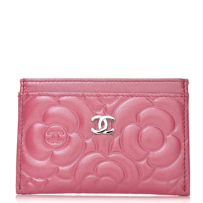 Chanel Lambskin Camellia Embossed Card Holder Fuchsia 1 of 9