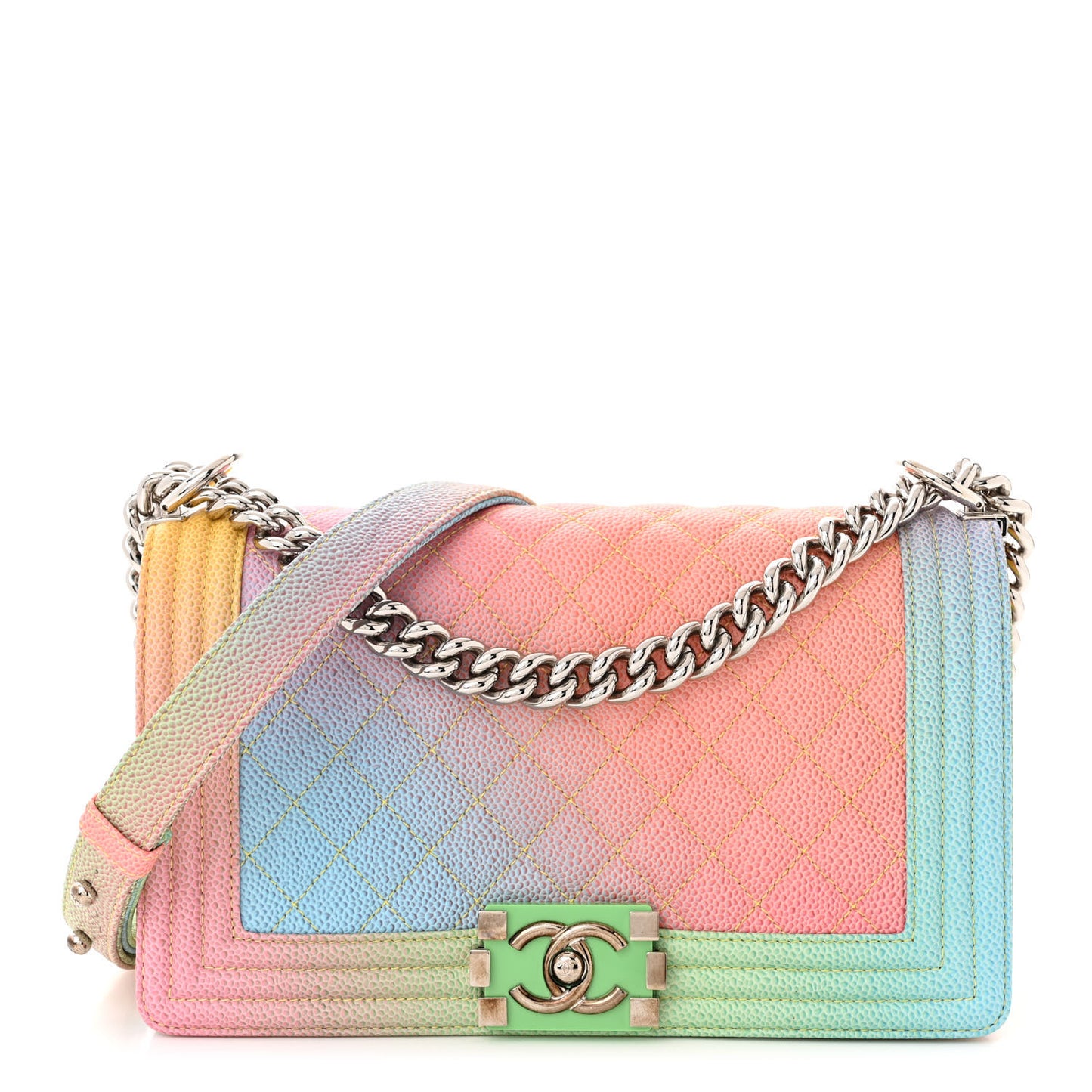Caviar Quilted Medium Cuba Rainbow Boy Flap Multicolor