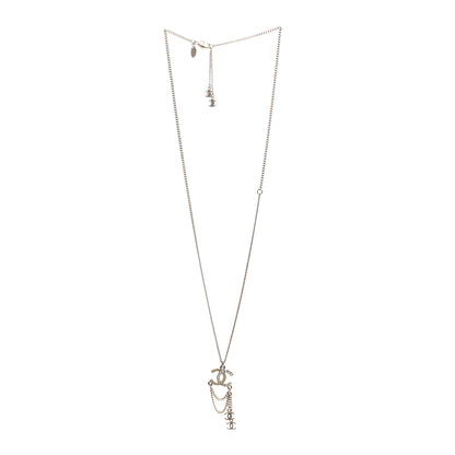 Chanel Pearl Crystal CC Chain Necklace Gold Pink 3 of 5