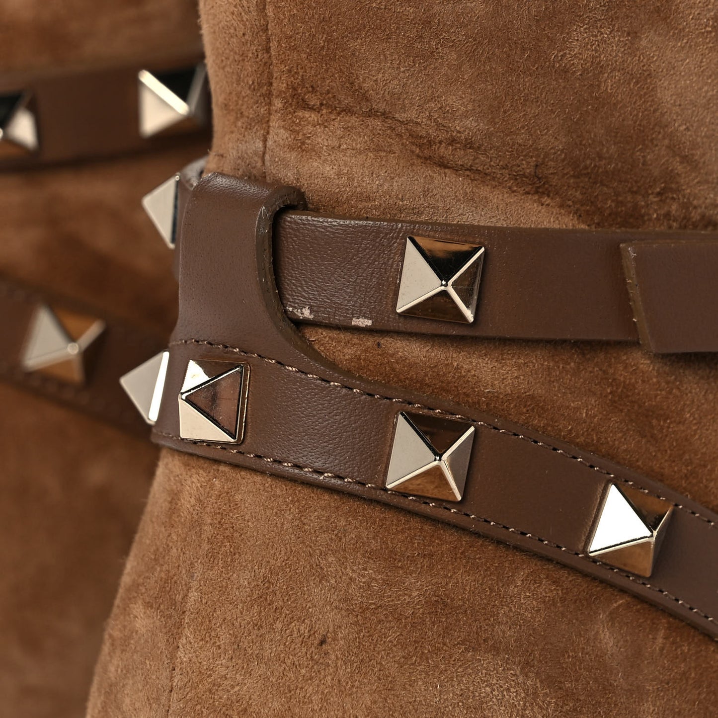 Suede Rockstud Double Buckle 65mm Ankle Boots 39 Nocciola