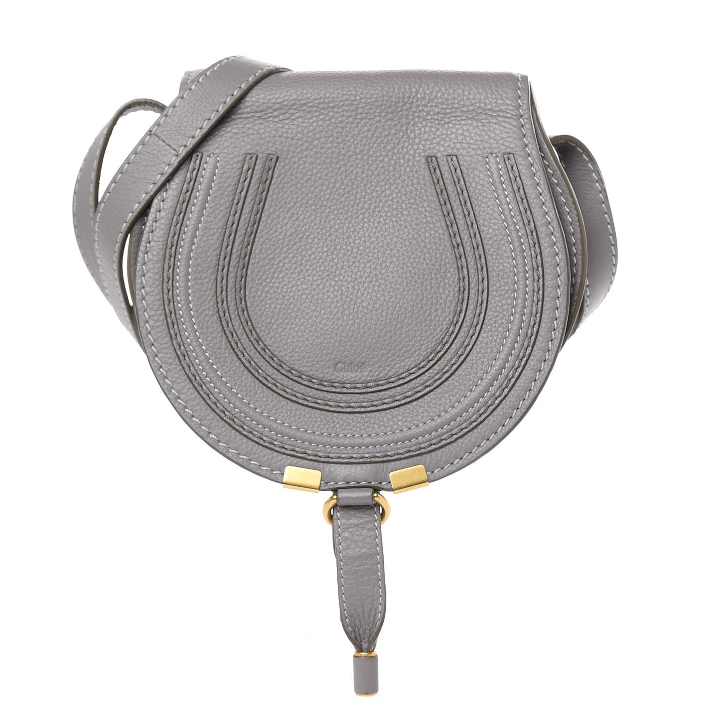 Calfskin Mini Marcie Round Crossbody Bag Cashmere Grey