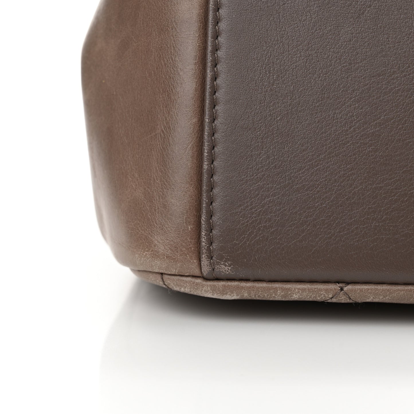 Glazed Calfskin Quilted Medium Gold Bar Top Handle Flap Dark Grey