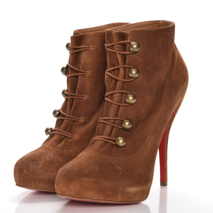 Christian Louboutin Veau Velours Fifre Corset Booties 39.5 Sella Bronze 3 of 7