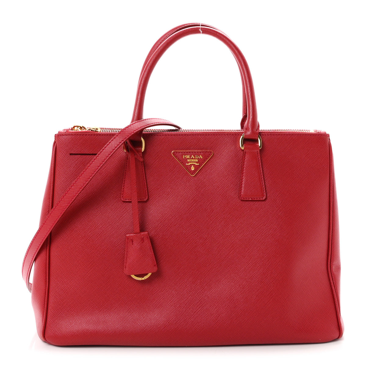 Saffiano Lux Medium Galleria Double Zip Tote Fuoco