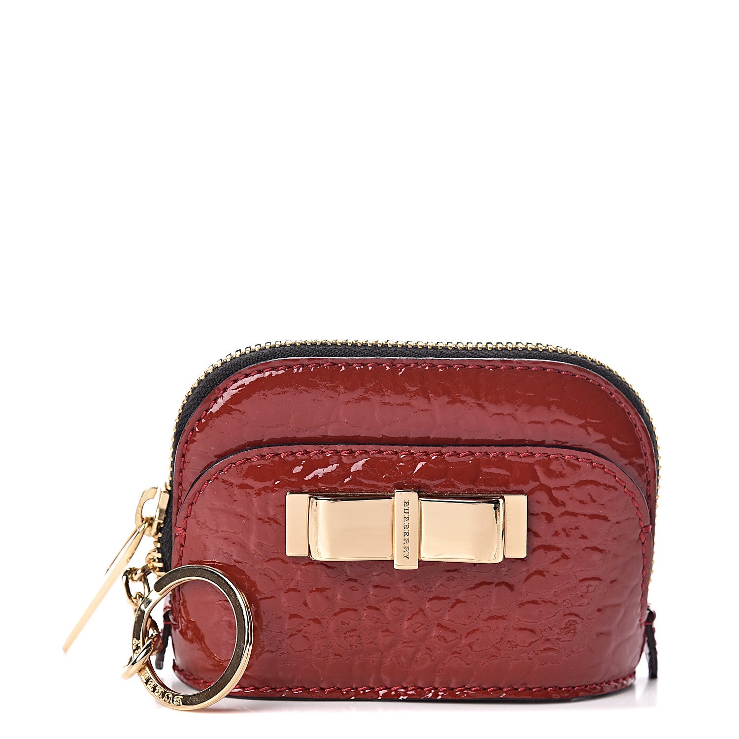 Burberry Heritage Patent Grain Extra Mini Bow Harrogate Coin Purse Military Red 1 of 7