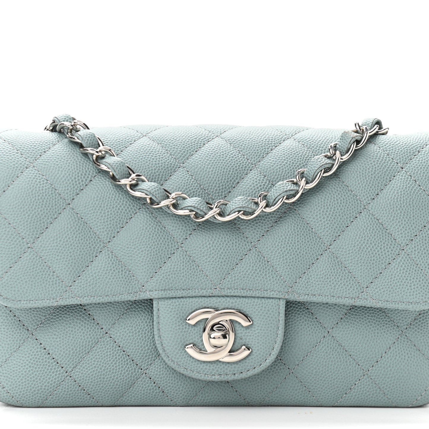 Caviar Quilted Mini Rectangular Flap Green