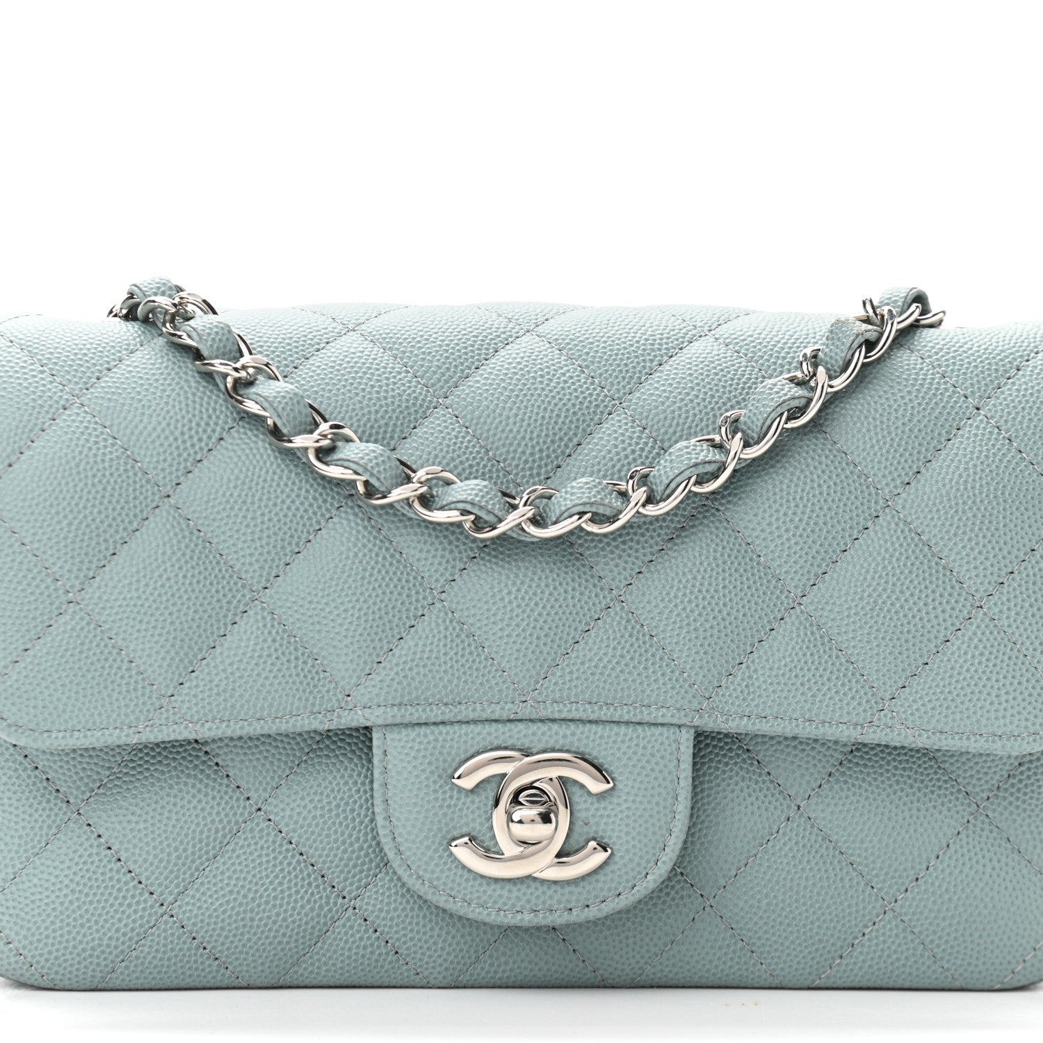 Chanel Caviar Quilted Mini Rectangular Flap Green 8 of 10