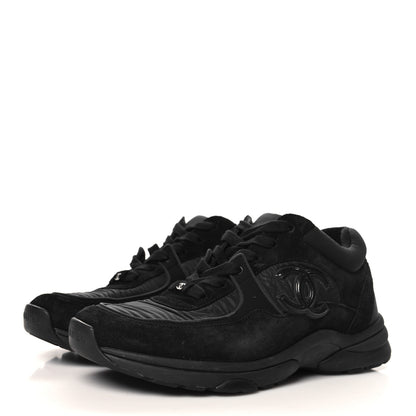 Chanel Nylon Calfskin Suede CC Sneakers 39 Black 4 of 8